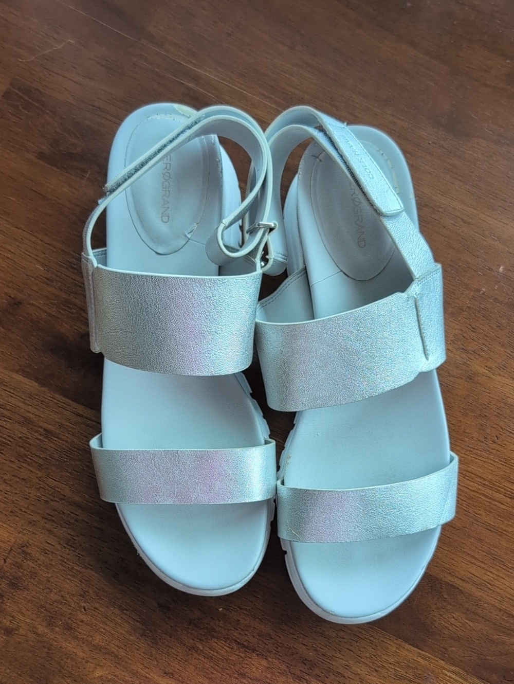 Cole Haan Women's Iridescent Silver-White Sandals, Size 10
